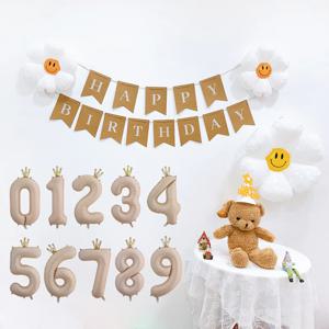 왕관숫자풍선파티세트 카라멜 공주