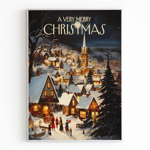 2+1 크리스마스 일러스트 포스터 겨울 인테리어 액자 - 밤의 축제