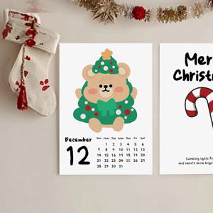 A4 트리곰 크리스마스 달력 포스터 빈티지 감성 인테리어 카드 엽서