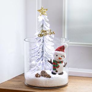 크리스마스 미니트리 장식 화병 LED 눈덮인 트리 set 20cm (DIY) 4types