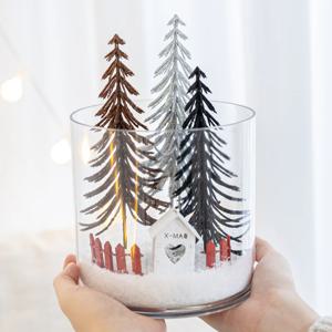 크리스마스 미니트리 장식 화병 겨울숲 set 22cm (DIY) 소품 테이블 오브제