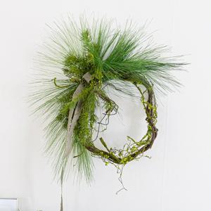 솔잎 조화 리스 벽장식 초록 이끼 60cm 크리스마스 벽걸이 소품 꾸미기