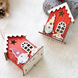 크리스마스 미니하우스 트리 장식 산타요정 레드집 10cm 2colors 오너먼트
