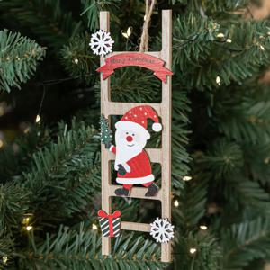 크리스마스 우드 트리 장식 사다리 산타 19cm 꾸미기 소품 오너먼트 데코
