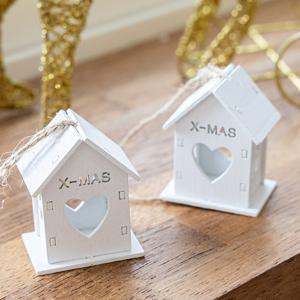 크리스마스 미니하우스 트리 장식 화이트 XMAS 하트집 5cm (2개입) 소품