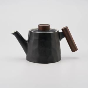 고원 계수나무 티팟(소) 블랙 해머무늬 도자기 티포트