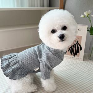 강아지 원피스 샤이닝 목폴라 프릴 드레스 가을 겨울 강아지옷