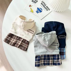 강아지 원피스 스쿨룩 후드 스커트 가을 겨울 등원룩 강아지옷