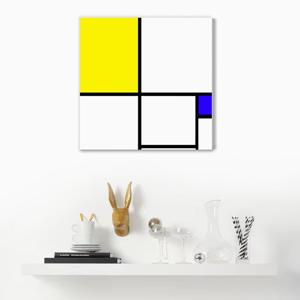 2314몬드리안-콤포지션 파랑 노랑 /노프레임 아크릴 캔버스 판넬그림액자 순수추상 케이아트