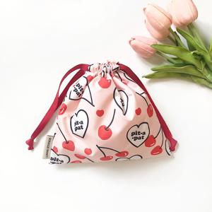 자체제작 방수 핑크 체리 하트 복조리 스트링 파우치