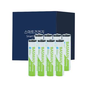 3세대 스마트 블루투스 충전식 건전지 리튬이온 배터리 AAA 8개입 (740mAh)