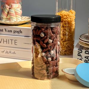 팜스 원형 입구넓은 밀폐용기 투명 플라스틱 보관용기 900ml 컬러캡 6가지 택1