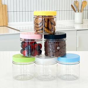 팜스 원형 입구넓은 투명 밀폐용기 플라스틱 보관용기 300ml 컬러캡 6P