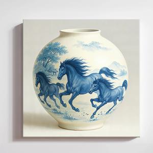 풍수 금전 개업선물  말  달항아리 그림 거실 현관 복도 인테리어_삼마진출