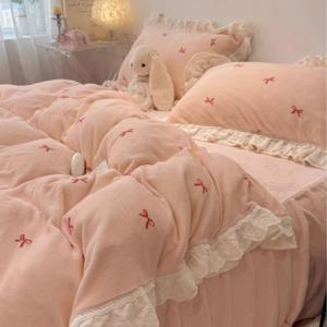 러블리 리본 레이스 극세사 벨벳 이불커버 세트