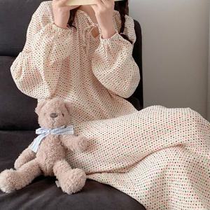 레인보우 여성 긴팔 원피스 잠옷 홈웨어 파자마 상하세트