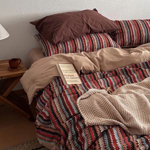 빈티지 모로코 패턴 레드 이불커버 세트