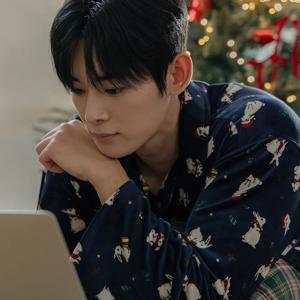 MHS5712 남자 밍크 스판 기모 잠옷 실내복 세트