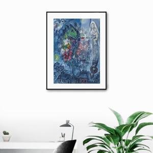 2281F샤갈-마을 지붕 위의 꽃다발/캔버스천 아크릴 메탈프레임그림액자 표현주의