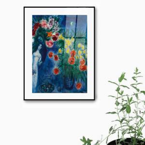 2285F 샤갈-두 개의 하이 폴스 꽃다발 /캔버스천 아크릴 메탈프레임그림액자 표현주의