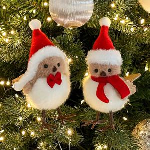 크리스마스 오브제 참새 인형 크리스마스 대형트리 트리장식 오브제 오너먼트 2types