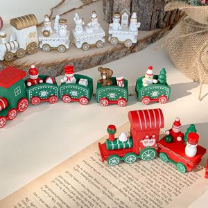 미니 나무블럭 기차 크리스마스 소품 장식인형 3type