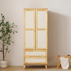 [리퍼] 메르디 템바보드 원목 투서랍 2단서랍 옷장 화이트내추럴