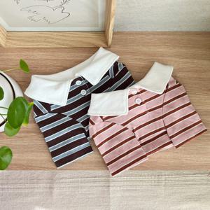 강아지 티셔츠 팀럭비 카라티 단가라 긴소매 봄 가을옷 데일리룩