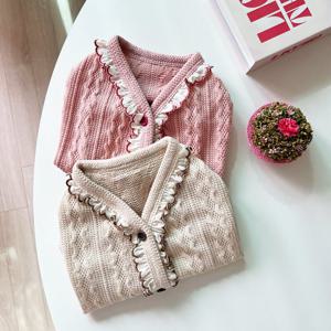 강아지 가디건 레이스 프릴 쟈가드 면  조끼 봄 가을 강아지옷