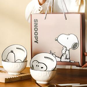 스누피 캐릭터 신혼 집들이 선물 그릇 세트 4p