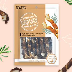 헬로도기 강아지져키 강아지육포 트위스트스틱 오리고기 간식 8개입