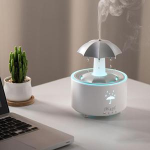 [해외] 우산 빗소리 가습기 비내리는 무드등 지붕회전 7색변광