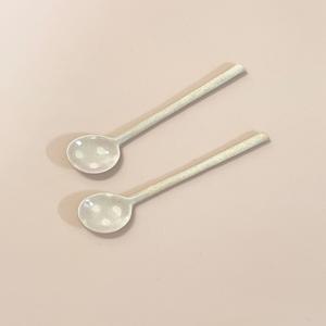 일본산 미니 핑크 도트 양념 티스푼 도자기 디저트 커트러리 홈카페