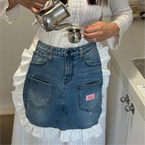 프릴 공주풍 허리 앞치마 청바지 업사이클링