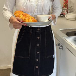 업사이클링 허리 앞치마(오렌지 체크끈) 하프