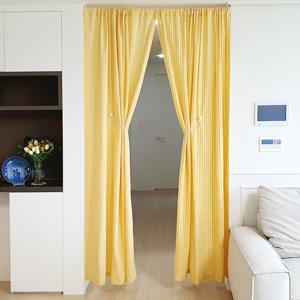 맞춤 복도식 현관가리개 커튼 국내산 멜란지 옐로우 무지 체크 바람막이 중문가림막