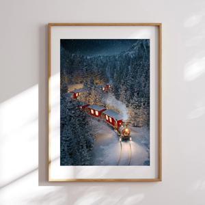 크리스마스 감성 프레임 빈티지 포스터 겨울 액자 19종 - N02.산타마을기차