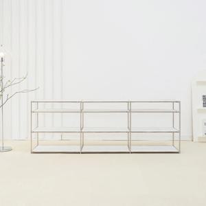 비올라 2000 3단 올선반 거실장 미드센츄리 모듈 스텐 티비 다이 높은 수납 원목