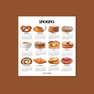 2026 포스터 달력 2026년 귀여운 빵 감성 벽걸이 달력