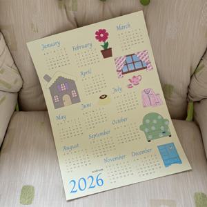 2026년 연력 달력 한장 인테리어 포스터 (my cozy room)