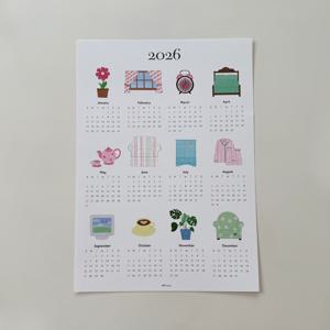 2026년 연력 달력 한장 인테리어 포스터 (my mini room)