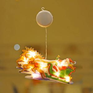 크리스마스 LED 캐릭터 조명 유리 부착식 무드등 썰매산타