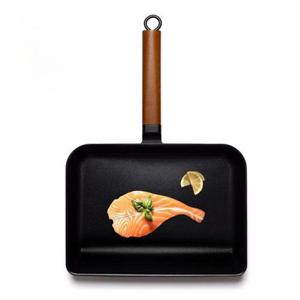 소수지코팅 우드손잡이 블랙빈 IH 스텐 계란말이 직사각 후라이팬 29cm