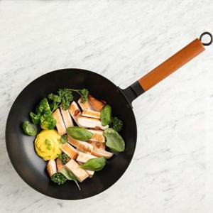 불소수지코팅 우드손잡이 블랙빈 IH 스텐 궁중팬 28cm