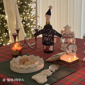 [마지막 최대할인!무배] 크리스마스 홈파티 풀세트 테이블보/와인커버/커트러리홀더/테이블매트