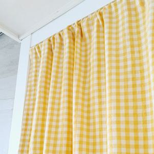 중문가리개 파스텔 옐로우체크 면원단 현관가림막 6color 2style