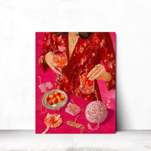 홀리데이 핑크 파티 거실 현관 카페 호텔 인테리어액자 21x26cm