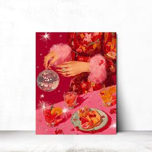 홀리데이3 핑크 파티 거실 현관 카페 호텔 인테리어액자 21x26cm