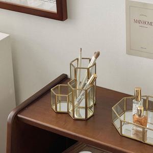 브러쉬 꽂이 펜슬 정리함 골드 3단 소품꽂이