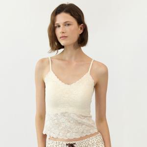 캡 내장 샤론 레이스 이너 레이어드 끈나시 수면브라 탑 (3color)